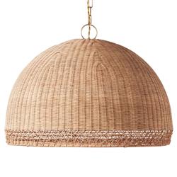 Melanie Mid Century Modern Natural Rattan Pendant - Small