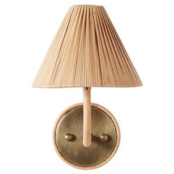 Belle Coastal Beach Natural Rattan Armed Wall Sconce