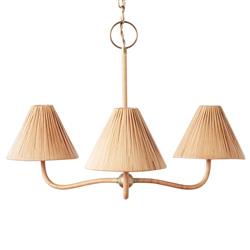 Belle Coastal Beach Natural Rattan Shaded Chandelier