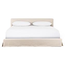 Linus Rustic Lodge Beige Linen Upholstered Slipcovered Bed - King