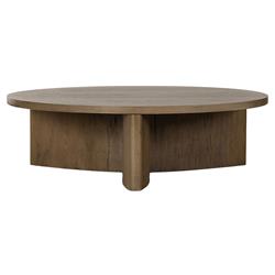 Teddie Rustic Lodge Grey Oak Wood Round Coffee Table