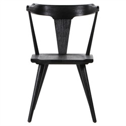 Open Box Antonio Mid Century Modern Black Oak Barrel Back Dining Chair