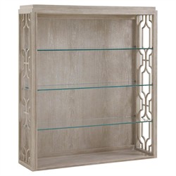 Open Box Octavia Modern Laser Cut Grey Wood Glass Shelves with LED Bookcase