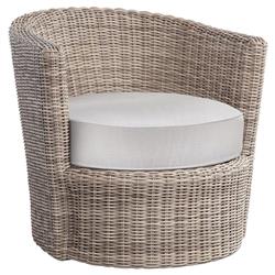 Noelani Off White Upholstered Brown Woven Wicker Outdoor Swivel Arm Chair