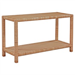 Mako Coastal Beach Brown Woven Rattan Rectangular Console Table