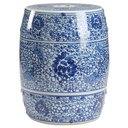 Koby Global Bazaar Blue Glazed Hand Painted Round Garden Stool