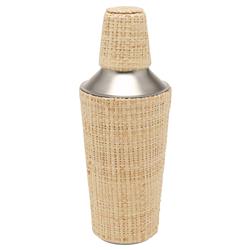 Barth Coastal Beach Natural Raffia Silver Cocktail Shaker