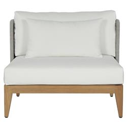 Beeston Coastal White Cushion Natural Teak Woven Outdoor Lounge Chair