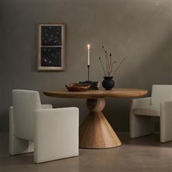 Beccy Rustic Brown Solid Wood Marble Accent Cream Performance Dining Collection