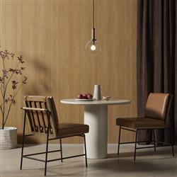 Inno Industrial White Marble Top Brown Faux Leather Iron Frame Dining Collection