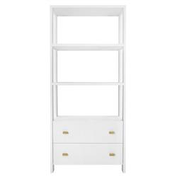 Worlds Away Davie Modern Matte White Oak Brass Metal Open Back Etagere