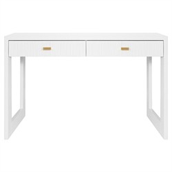 Worlds Away Larkin Modern Classic Matte White Wood Brass Rectangular Desk