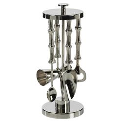 Frankie Industrial Loft Silver Textured Aluminum 5 Piece Bar Tool Set