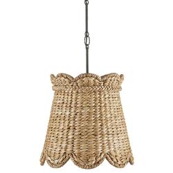 Rowan Coastal Beach Natural Water Hyacinth Woven Shade Pendant - Small