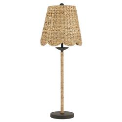 Finn Coastal Beach Natural Water Hyacinth Woven Buffet Table Lamp