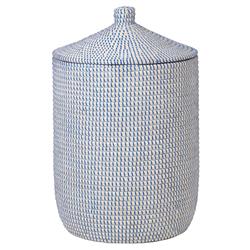 Pigeon and Poodle Roslyn Navy Woven Whitewashed Seagrass Tall Floor Basket