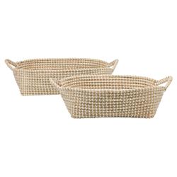 Pigeon and Poodle Roslyn White Woven Natural Seagrass Basket - Set of 2