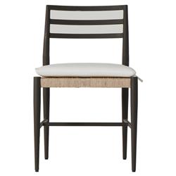 George Mid Century White Cushion Woven Wicker Aluminum Frame Outdoor Side Chair