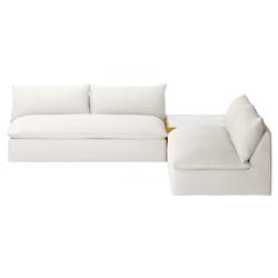 Cee Cream Upholstered 2 Piece Outdoor Sectional with Coffee Table - 117"Wx117"D