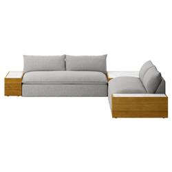 Cee Grey Upholstered Outdoor Sectional with End and Coffee Table - 127"Wx127"D