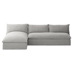 Cee Modern Classic Grey Upholstered 2 Piece Outdoor Sectional - 111"Wx72"D