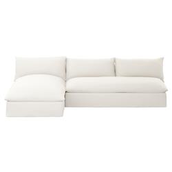 Cee Modern Classic Cream Upholstered 2 Piece Outdoor Sectional - 111&quot;Wx72&quot;D