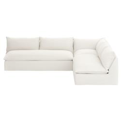 Cee Modern Classic Cream Upholstered 3 Piece Outdoor Sectional - 114&quot;Wx114&quot;D