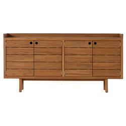 Yulla Rustic Lodge Natural Solid Teak Wood 4 Door Outdoor Sideboard