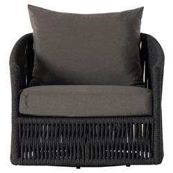 Porter Coastal Grey Upholstered Woven Rope Aluminum Outdoor Swivel Lounge Chair