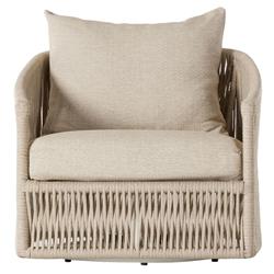 Porter Coastal Beige Upholstered Woven Rope Aluminum Outdoor Swivel Lounge Chair