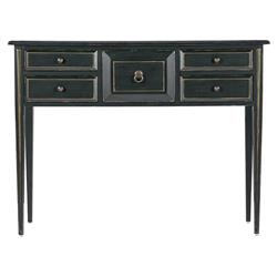 Carter Updated Traditional Distressed Dark Green Wood Console Table