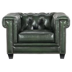 Harry Rustic Green Upholstered Leather Tufted Chesterfield Living Room Chair