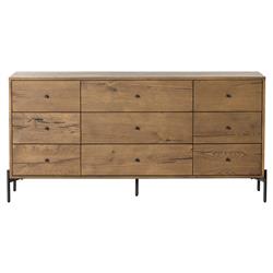 Alina Rustic Lodge Brown Wood Dark Grey Iron 9 Drawer Dresser