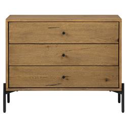 Alina Rustic Lodge Brown Wood Dark Grey Iron 3 Drawer Wide Nightstand