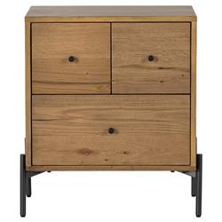 Alina Rustic Lodge Brown Wood Dark Grey Iron 3 Drawer Nightstand