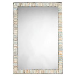 Talia Coastal Beach Blue Capiz Rectangular Wall Mounted Mirror
