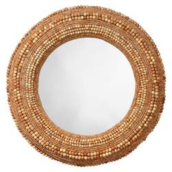 Tara Coastal Beach Natural Mango Wood Round Wall Mounted Mirror