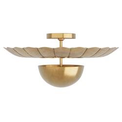 Teresa Hollywood Regency Antique Brass Metal Semi Flush Mount