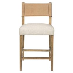 Ely Rustic Lodge Beige Performance Leather Seat Light Brown Wood Counter Stool