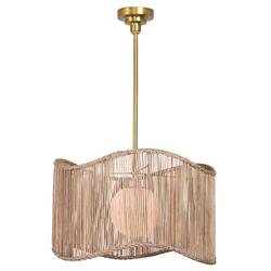 Nimes Coastal Beach Natural Woven Rattan Shaded Drum Pendant