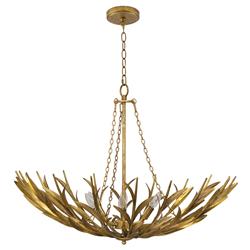 River Reed Basin French Antique Gold Leaf Steel Chandelier