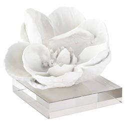 Modern Classic White Resin Crystal Base Magnolia Sculpture