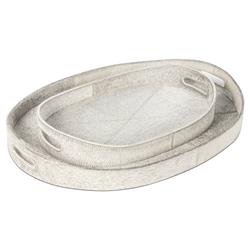 Andres Modern Grey Hair on Hide Decorative Tray - Set of 2