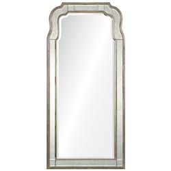 Holiday Hollywood Regency Antique Silver Leaf Frame Arch Wall Mirror