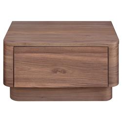 Rex Coastal Beach Brown Walnut Wood 1 Drawer Nightstand