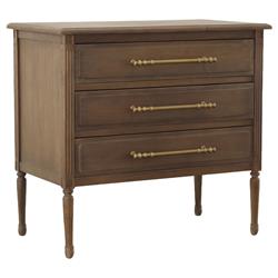 Vance French Country Brown Oak Wood 3 Drawer Bachelor Chest