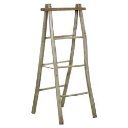 Kelly Coastal Beach Natural Teak Wood Branch Ladder Shelf