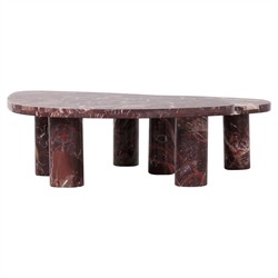Zayden Modern Classic Merlot Red Solid Marble Coffee Nesting Tables