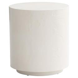 Torin Coastal Beach White Concrete Drum Outdoor Side Table