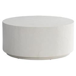 Torin Coastal Beach White Concrete Drum Outdoor Coffee Table